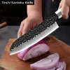 Japanese Santoku Knife 7 Inch High Carbon Steel Hand Forged Knife Kitchen Chef Knife Chopping Knife with Octagonal Handle