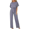 Jumpsuits für Frauen, die Rolbert Batwing Sle Elegant Overall Womens Modes Mody Color Pee Up kurzschlitten Jumpsuit schlanker Taille Pantis D240507