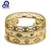 Lucky Eye Micro Pave Zircon Fatima Hand Turkish Evil Bangle Gold Color Copper Open for Women Girls Jewelry Be220 2109185385945