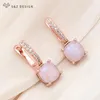 Brincos Dangle Sz Design Fashion 585 Rose Gold Color Square Crystal Drop For Women Wedding Jewelry Gift Zirconia Eardop