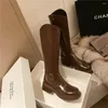 Stiefel Seite Reißverschluss Mode runde Zehenschuhe 5cm Med Chunky Heel Black Brown handgefertigt elegante Winter Frauen Knie hohe ldi38 muyisexi