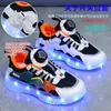 LED -ljusskor pojkar mesh yta andningsbar USB laddar ljusa ljusskor flickor avslappnade sneakers student löpskor mode 240506