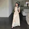 Sukienki robocze 2024 Sukienka chińska/spódnica dla kobiet szyi elegancki temperament qipao sukienka elastyczna talia szyfonowa