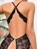 Sexy Pyjamas krottelfrei offener BH sexy Dessous Spitze transparenter Bodysuit für Frauen Deep V Hollow Erotik Unterwäsche Teddy Babydoll Kleid Outfit WX