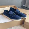 LP shoes loro piano shoe pianna Casual Top Brand Mens Shoes LP Summer Charms Walk Loafers Low Suede Cow Leather Oxfords Flat Loro Moccasins Comfort Rubber Sole Gentlem