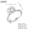 Küme Yüzük Laya 1 CT 6.5mm D Renk Moissanit Elmas Yüzük Kadınlar için S925 STERLING STERLING Gümüş Eternity Band Düğün Partisi Takı