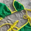 Women's Swimwear Sexy Green Halter Mini Micro Thong Bikini Female Swimsuit Women Two-pieces Set Bather Bathing Suit Swim 2024
