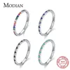 Modian Rainbow CZ Finger Rings For Women Stackable Slim 4 Color Wedding Engagement Band 925 Sterling Silver Fine Jewelry 2021 X0715 184P