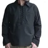Chemises décontractées pour hommes Yanghaoyusong Retro Micro-Elastic Twill Coton et la même tendance Top Top Victorian Pirate Shirt