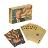 Trump Playing Cards Game Game imperméable Gold USA Pokers Party Favor