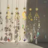 Estatuetas decorativas Crystal Sun Catcher Prism Wind Chimes Decorações de jardim ao ar livre Captadores de lua Maker Rainbow Hanging Decor Bell