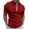 Polos Polos White Black Plaid koszulki polo Retro Lines Drukuj swobodny koszula Summer Streetwear Męs