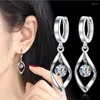 Boucles d'oreilles cerceaux 925 STERLING Silver Luxury Zircon Déclaration de zircon Charmes Drop Broutage pour femmes Fashion Europe