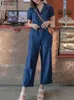 Combinaisons pour femmes Rompers Zanzea Femmes Short Sles Faux Pocket Jumps Cuit Buttons Solide Tenget Streetwear Coréen Casual Shirt Collar Contrast D240507