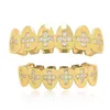Hüfte vereisere Zirkonkreuz Zahn für Männer Körper piercing Gold Kubikzirkonia Zähne Grill Weihnachten 8/8 COP SET 240504