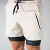 Men Gym 2 i 1 Running Shorts Bodybuilding Training 4 Inch Inseam Shorts Workout Mens Jogging Fitness Pants With Zipper Pocket 240507