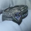 Ensemble de bagues éblouissantes 2018 925 Sterling Silver Pave Setting Diamond CZ Engagement Bands de mariage Anneaux pour femmes bijoux de mariée 304o