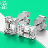 Stud ALITREE 6 * 8mm 2 Carat D Colored Mosonite Earrings 925 Sterling Silver Rectangular Diamond Suitable for Womens Wedding Exquisite Jewelry Q240507