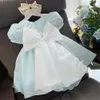 Vestidos de batismo Princesas Primeiro vestido de aniversário bebê menina Branca Bola de Tule de Casamento Elegant Baptist Q240507