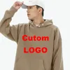 Мужские капюшоны DIY Custom Logo Button Cotton Hoodie Spring осень мода Drop плеч