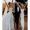 Avtagbar bröllop underbara tåg sjöjungfruklänningar med älsklingsapplikationer spetsar chic brudklänningar rufsar skräddarsydda vestidos de novia