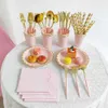 Dîner jetable Vreille Mint Green Paper Papin Disposable Table Vérification Fork Anniversaire Anniversaire Birthday Party Supplies Q240507