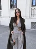 Zweiteilige Hosen für Frauen graue ärmellose Weste Set Women Mode Doppel Ledergürtel mit Hose Anzügen 2024 Büro Damen Streetwear