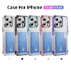 Transparante flip -kaarthouder Wallet Case Stand voor iPhone 15 14 Plus 13 12 11 Pro Max Shockproof Clear Hard PC Achteromslag