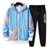 Men's Tracksuits de 2 peças/cenário calças com capuz com letra de letra impressão de zíper esportivo de roupas esportivas com tiras de ombro de hip-hop Mens Setl2405