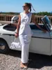 Arbeitskleider französische elegante weiße 2 -teilige Frauen 2024 Sommer Square Square Kragen