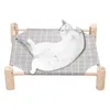 Kattbäddar möbler förhöjda husdjurssäng kylning avtagbar trä upphöjd hund barnsängar trä hängmatta säng andningsbara husdjur möbler för alla säsonger katter d240508