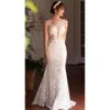 Anat Neck Sheer Appliques Naama Lace Dresses Mermaid Style Wedding Dress Charming Backless Bridal Gowns