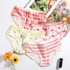 Culotte de femmes coton coton mignon sous-vêtements à la mode imprimé plaid basse taille sexy élastique confortable respirant la lingerie de fille d'été