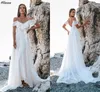 Simple Boho Beach A Line Murffon Robes de mariée Spaghetti Stracles de l'épaule des robes de mariée blanches modernes Sweep Train Backless Bride Vestidos de Novia CL3549