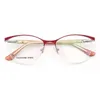 Retro -Frauen Optische Brille Rahmen für Cat Eye Eyeglas Rezept Metallbrille Red Tortoise Halb Rand Brillen 240423