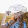 Beralar Western Cowboy Şapkası Armsleeves Gelin Duş Cowgirl Küpe Kostüm Seti Lady Nightclub Giyin Masquerades Suit