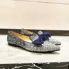 JC Jimmynessità Choo Scarpe di qualità Mttive casuali Flats Slipper Sandalo Sliple Slitta su scarpe abbaglianti gli archi glitter in pelle grossola