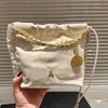Designer 22 Hobo Cowhide Leather Mini Tote Bag Women Diamond Lattice Quilting Drawstring Shopping Handbag Lady Weave Chain Coin Strap Shoulder Bags Mirror Quality