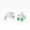 Stud Earrings 925 Silver Natural Green Jadeite Beads Cherry Style Lucky Earring Certificate Luxury Jade Woman's Bridal Ear Jewelry