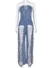 Le tute da donna si scatenano sibybo tassel avvolgenti per le donne dded senza spalline jeans street moda tendenza saltsuite femme d240507