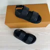 Kids Leather Sandals Kid Brand Designer Black White Devil Sticker Autocar