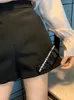 Short féminin kimotimo noirs femmes diamants sexy épissés pantalons courts à volants à volants