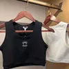 Women Knits Tank Top Designer broderi Väst ärmlös andas utdragen tröja kvinnors sport kvinnors väst stickat tröja beskuren topp