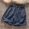 Damen-Shorts-Taste-Einstellung Design Thin Denim Denim Sommer hohe Taille halbe Hosen weibliche lässige A-Linie geradeaus
