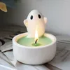 Candle Holders Cartoon Kitten Holder Ceramics Cute Little Ghost Desktop Decoratieve ornamenten Verjaardagscadeaus