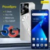 2024 POVO5PRO Android Smart Global Inglês Telefone de 7,3 polegadas 8800 mAh Suporte de bateria grande cartão de telefone dual Android 13 Suporte OTG Face Touch Desbloqueio barato