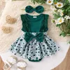 Rompers bambino neonaio bambina St. Patrick S Day Outfits Sleeve Pannote del pagliaccio irlandese 1 parto del nostro foglia Furid Plaid Pomper Bow Head Abch H240508