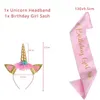 Dince per le stoviglie usa e getta Huhule Pink Unicorn Table Cloth Birthday Decoration Desktop Software Desktop Set Tema Q240507