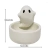 Candle Holders Cartoon Kitten Holder Ceramics Cute Little Ghost Desktop Decoratieve ornamenten Verjaardagscadeaus