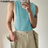 MEN TANK TOPS PATCHWORK MESH الشفافة الدانتيل الشارع الشارع O-Deceless Sets Sexy Fashion Men Clothing S-5XL INCERUN 7 240425